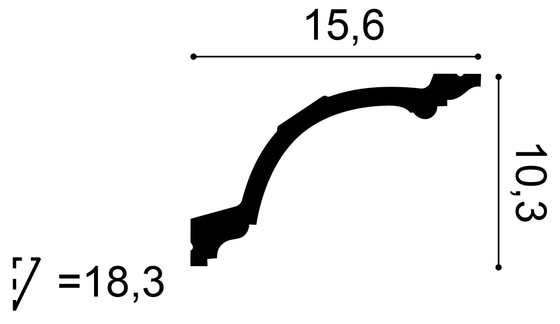 Cornice C217 in bianco | 156 x 103 x 2000 mm