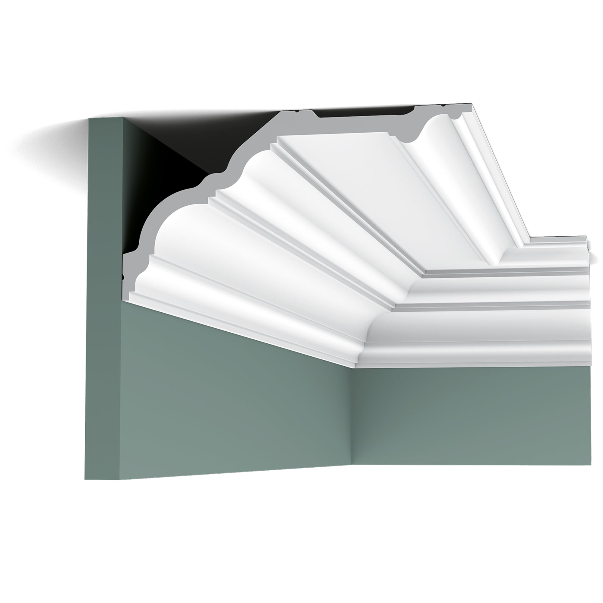 Corniche C340 en blanc | 256 x 135 x 2000 mm