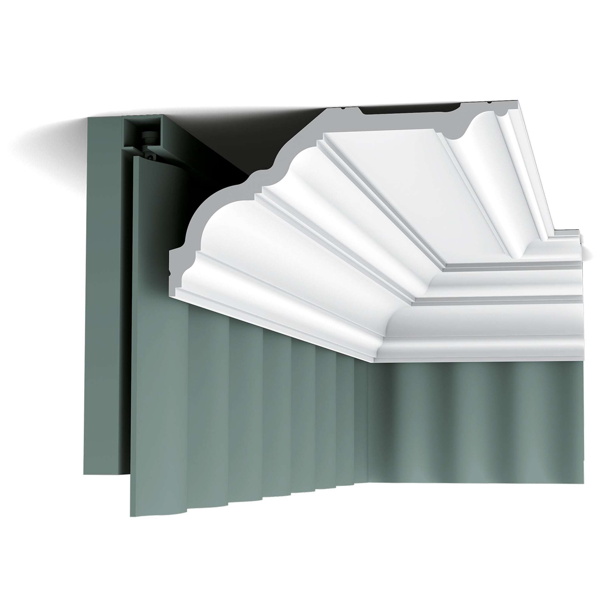 Corniche C340 en blanc | 256 x 135 x 2000 mm
