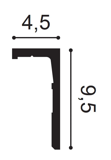 Corniche CX215-2600 LEDGE en blanc | 95 x 45 x 2600 mm