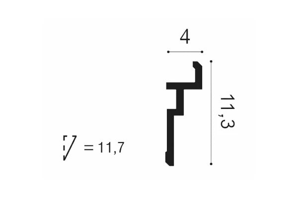 Stuckleiste / Gardinenleiste CX196 in weiß | 40 x 113x 2000 mm