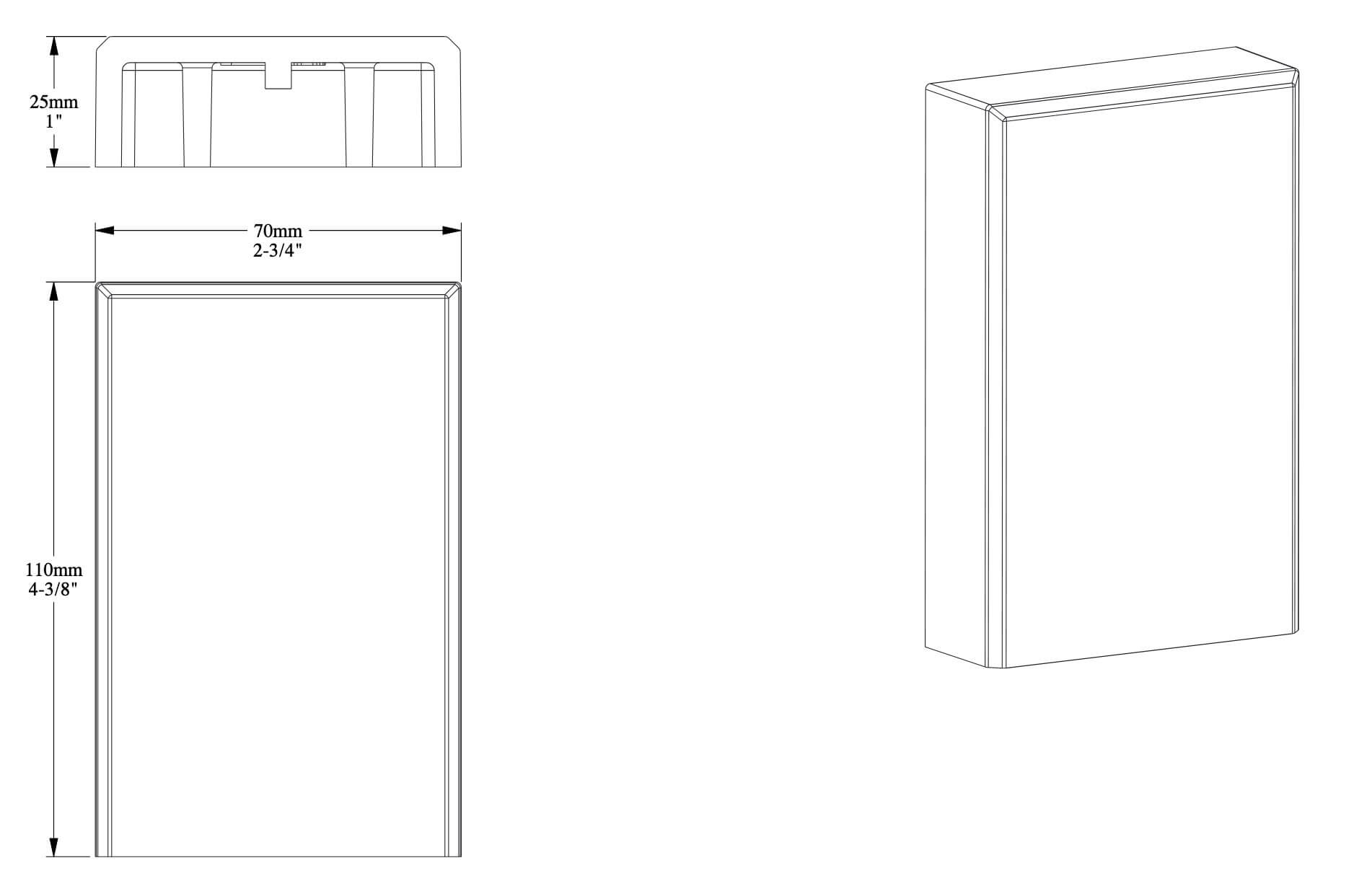 D340 | Socle pour encadrement de porte | 25 x 110 x 70 mm