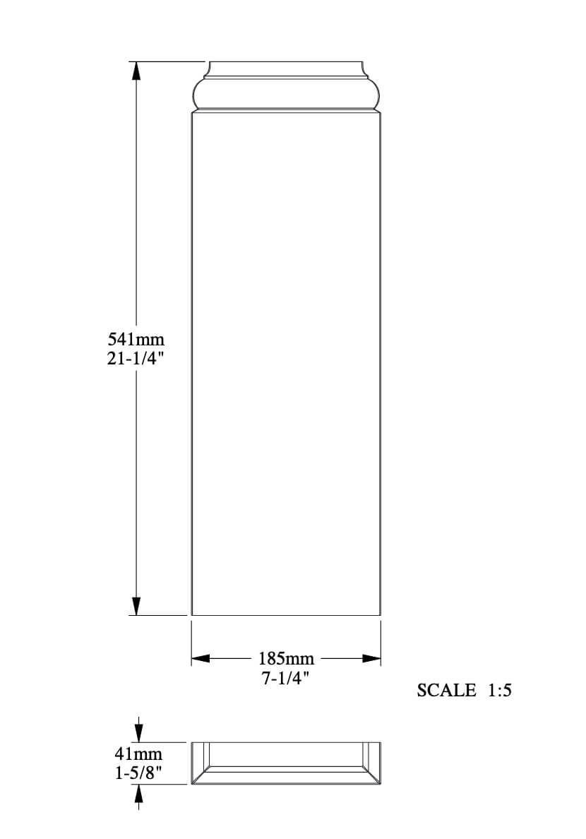 Fußstück für Pilaster | 54,1 x 18,5 x 4,1 cm | Pilastersockel K202