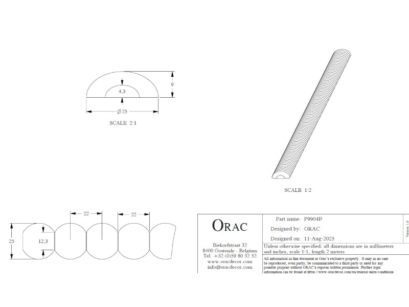 Flexible Wandleiste P9904F PEARL | 200 x 2,5 x 0,9 cm