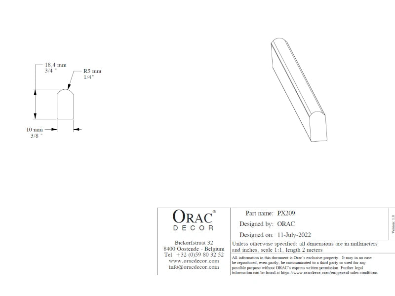 Wandleiste PX209 RIBBON | 18 x 10 x 2000 mm