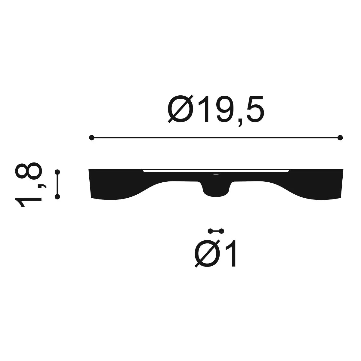 Rosace | Ø 19,5 cm, Épaisseur 1,8 cm | Centre de plafond R12