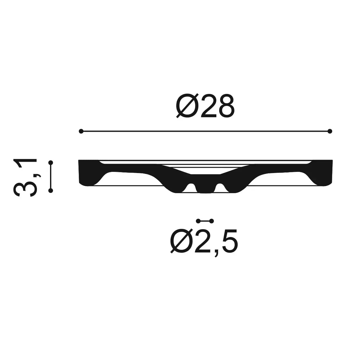 Rosette | Ø 28 cm, Höhe 3,1 cm | Zierelement R13