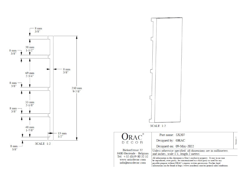 Flexible Sockelleiste SX207F SQUARE | 13 x 250 x 2000 mm