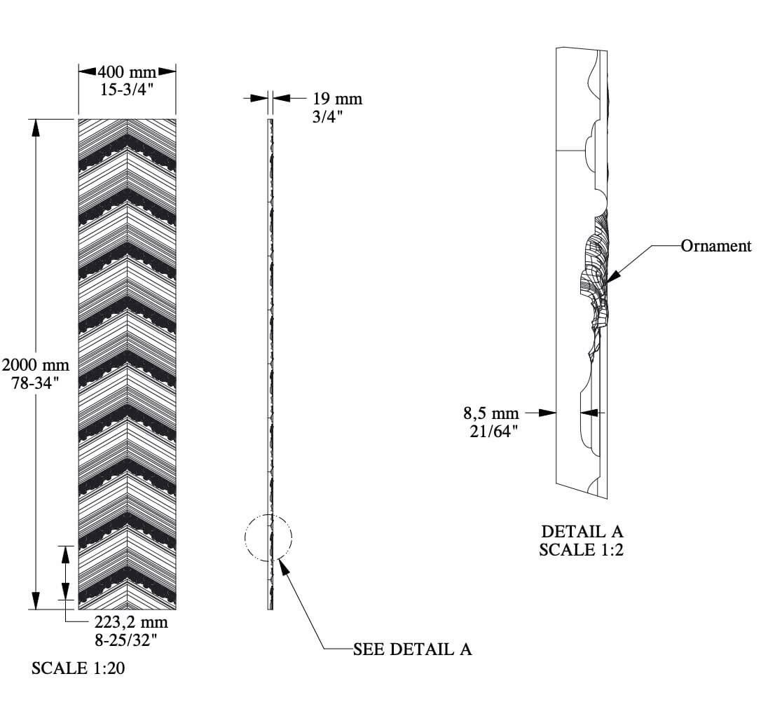 3D Panel | 400 x 20 x 2000 mm | W130 CHEVRON