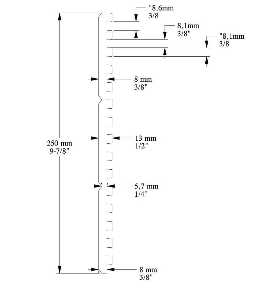 3D Pannello | 250 x 13 x 2000 mm | WX205 TRACK