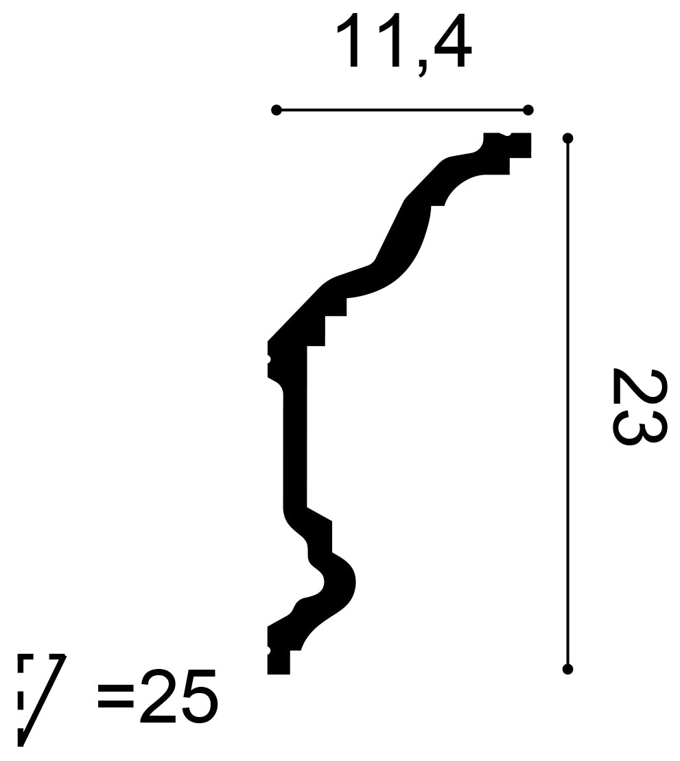 Stuckleiste C332 in wit  | 230 x 114 x 2000 mm
