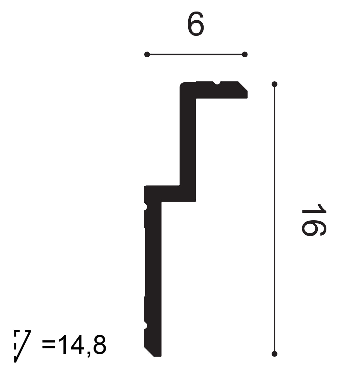Stuckleiste C391 in wit  | 100 x 60 x 2000 mm