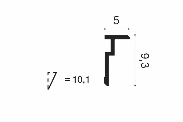 Stuckleiste / Gardinenleiste / Lichtleiste CX197 in weiß | 50 x 93x 2000 mm
