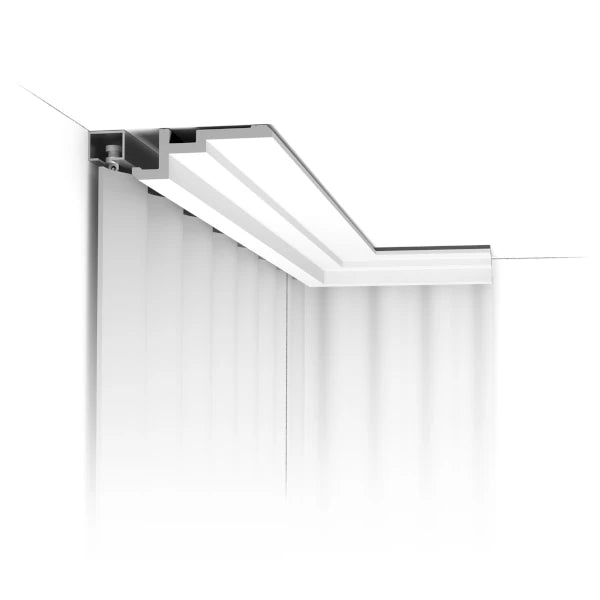 Stuckleiste / Gardinenleiste CX196 in weiß | 40 x 113x 2000 mm