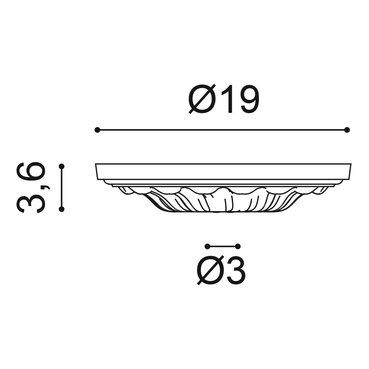 Rosace | Ø 19 cm, Épaisseur 3,6 cm | élément décoratif R11