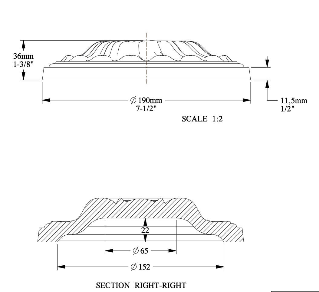 Rosace | Ø 19 cm, Épaisseur 3,6 cm | élément décoratif R11