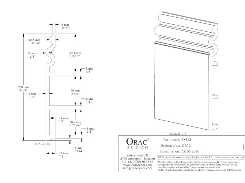 Sockelleiste SX193 AUTOIRE | 22 x 250 x 2000 mm